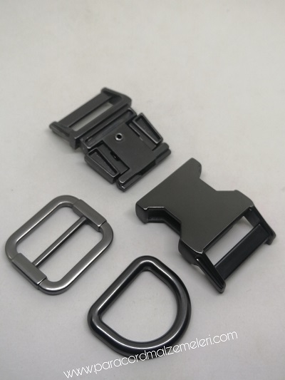 Paracord Pet Tasma Set Klips Nikel Siyah Renk 25 mm